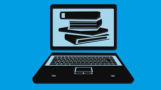 Symbolbild Laptop mit Büchern