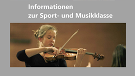 Vorderseite der Infobroschüre mit einem geigenspielenden Mädchen